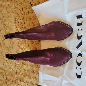 Coach booties. NWT. Shimmery Bordeaux color.